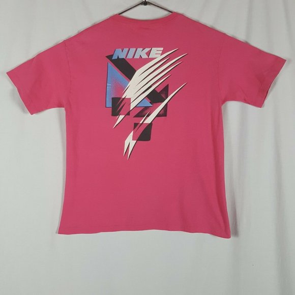 SOLD Vtg 80s Nike T-Shirt M Pink Double Sided - Picture 4 of 12